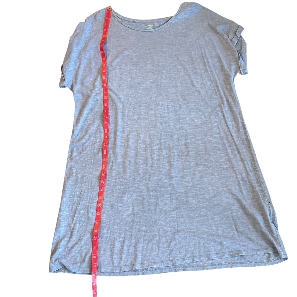 Eileen Fisher Dress Size Large Slate Blue/Gray Hemp Organic Cotton Blend Dress - Picture 6 of 10